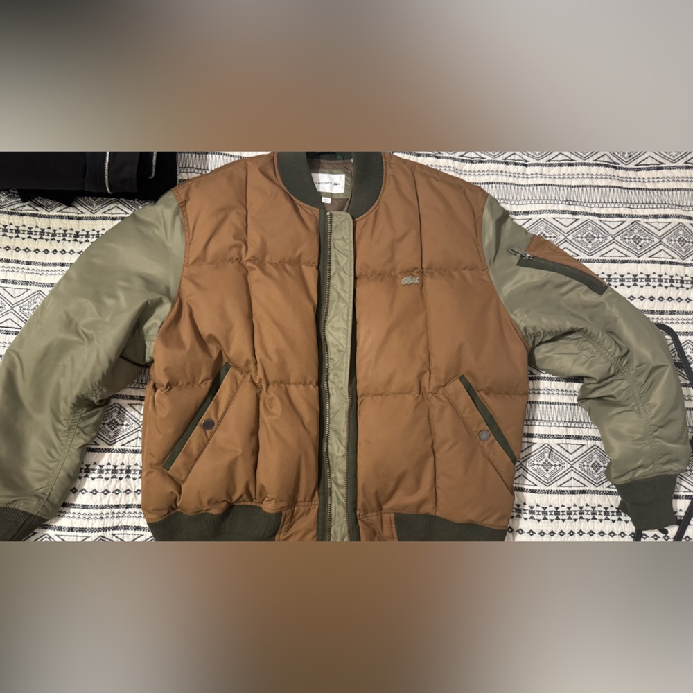 Lacoste Brown Jacket with Olive Green Trim